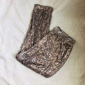 Chico's Sequin Ankle Pants in Gold and Silver